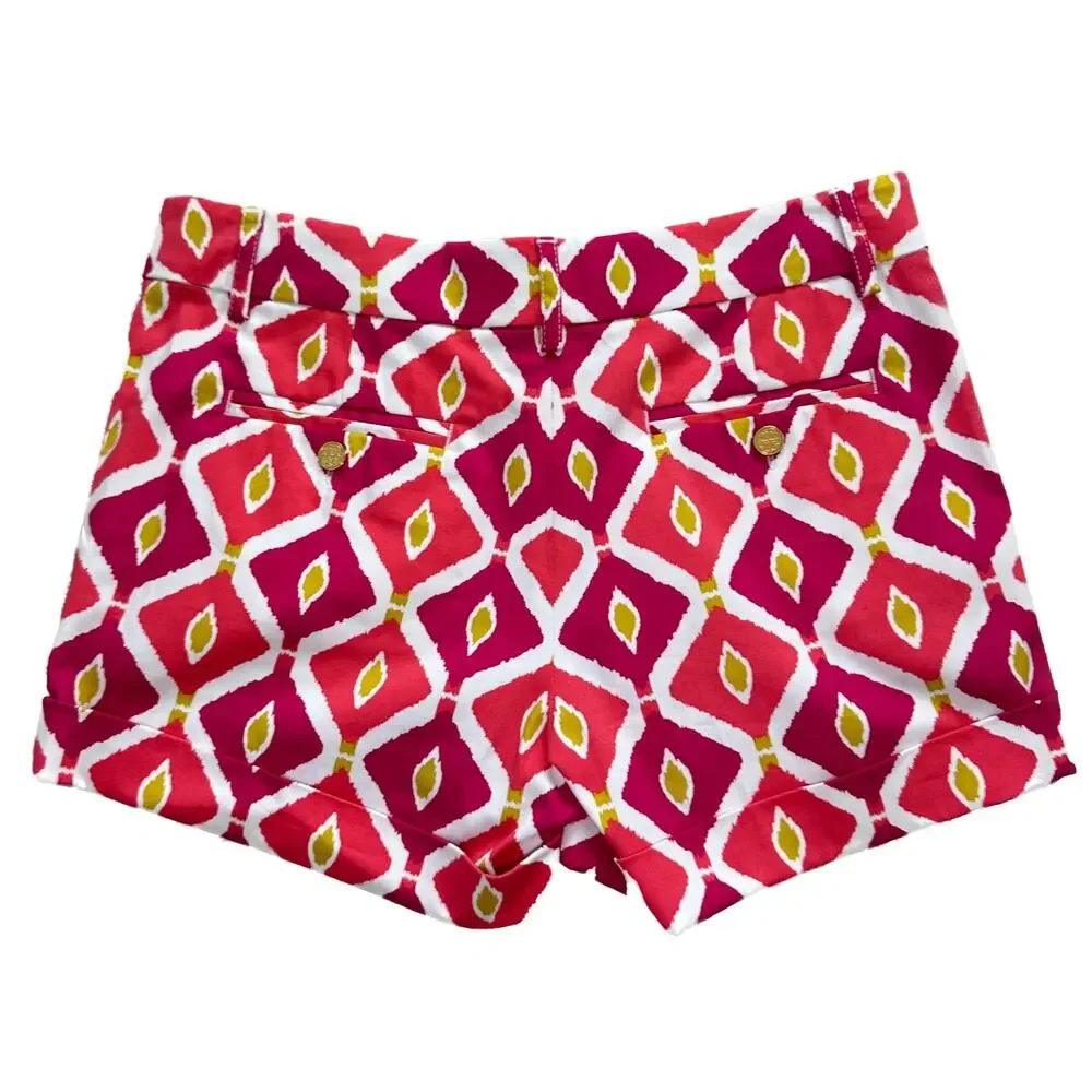 NWT Tory Burch Pink Diamond Print High Rise Flint Shorts Size 4